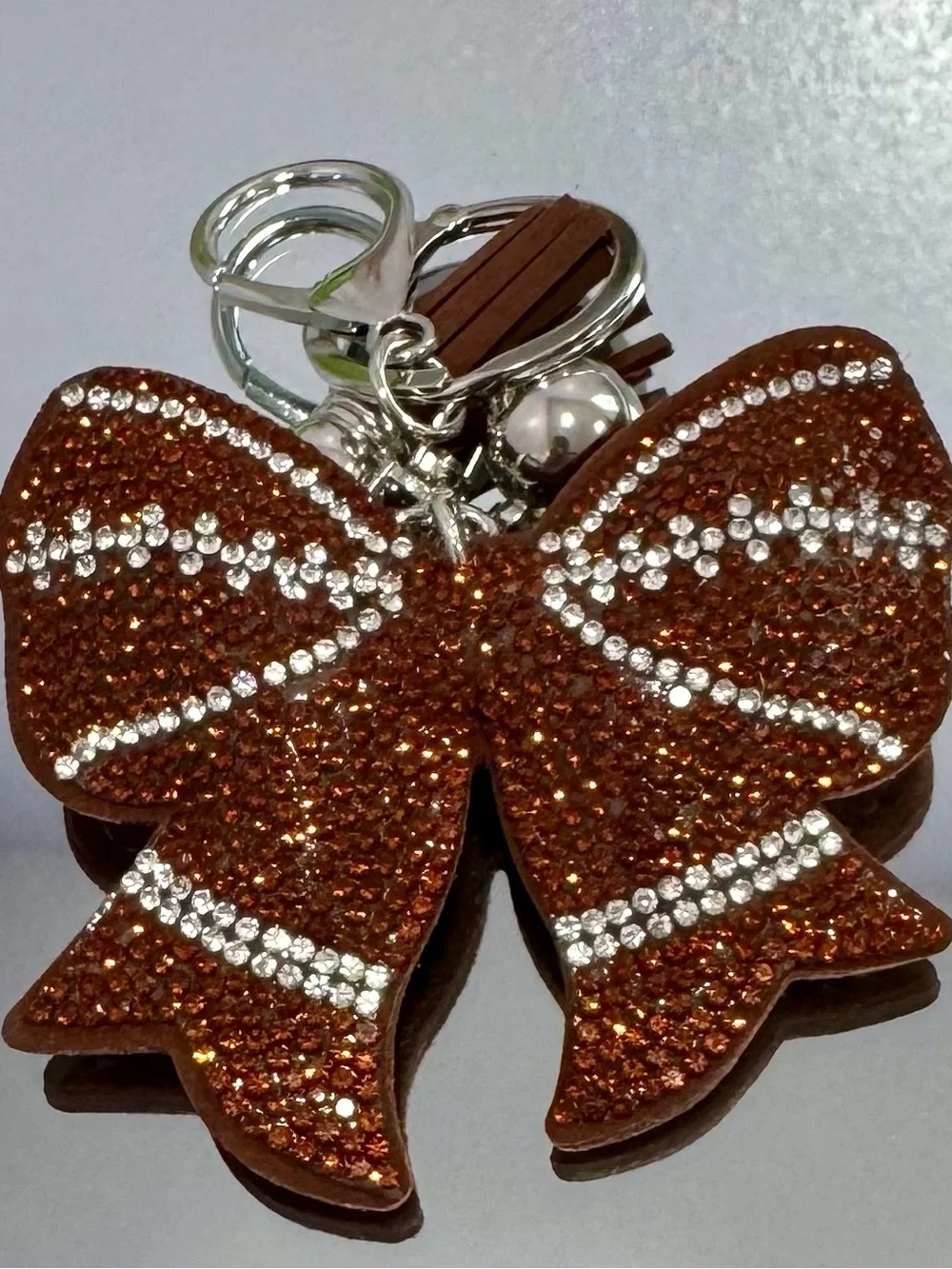 New Crystal Football Bow Keychain